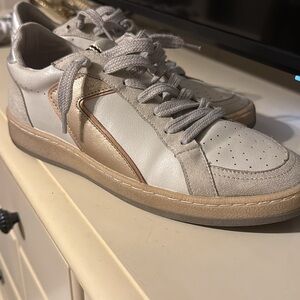 Women’s Beige and Gold Casual Sneakers- Shu Shop brand